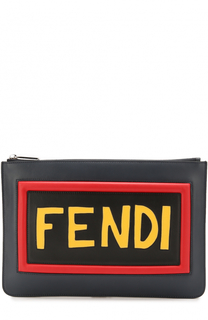 Кожаные клатч с контрастной отделкой Fendi