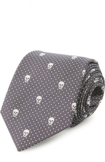 Шелковый галстук с узором в виде черепов Alexander McQueen