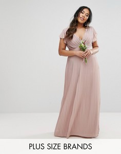 Платье макси с V-образным вырезом и рукавами-оборками TFNC Plus Wedding - Фиолетовый