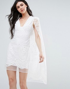 Кружевное платье мини с накидкой Lavish Alice - Белый