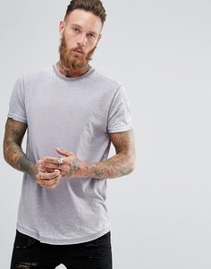 Фиолетовая длинная футболка с закругленным краем ASOS - Синий