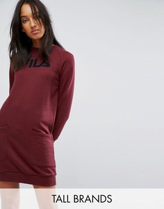 Платье-джемпер в стиле оверсайз с логотипом и карманами Fila Tall - Красный