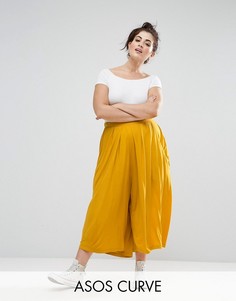 Широкие кюлоты со складками ASOS CURVE - Желтый