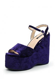 Босоножки LOST INK BIRDY FLOCKED VELVET WEDGE