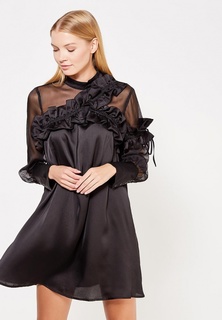Платье LOST INK CHIFFON PANEL FRILL NECK SWING