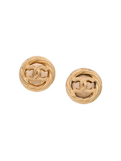 Line CC Round Earrings Chanel Vintage