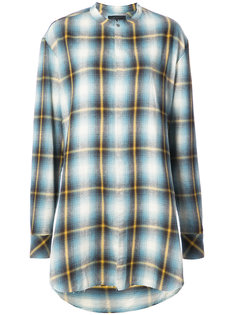 plaid collarless shirt Baja East