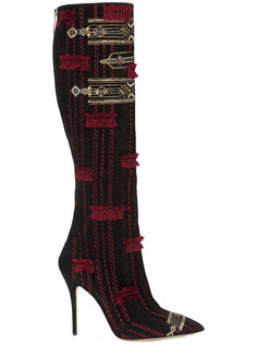 embroidered and embellished knee boots Oscar de la Renta