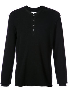 buttoned waffle sweater Ovadia & Sons