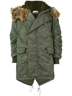reversible satin parka with fox fur trim Faith Connexion