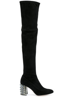 thigh high boots with embellished heel Sebastian