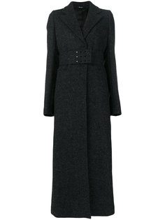 длинное пальто с поясом и люверсами  Maison Margiela