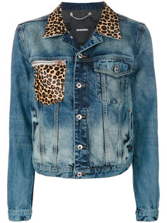 джинсовая куртка с леопардовым принтом  Diesel