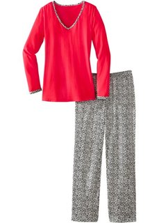 Пижама с длинными брюками (красный/леопардовый) Bonprix