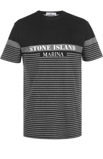 Хлопковая футболка в контрастную полоску Stone Island