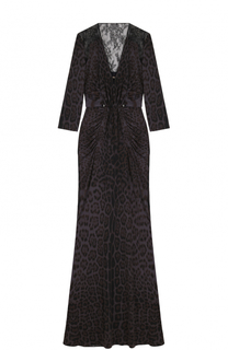 Приталенное платье-макси с V-образным вырезом Roberto Cavalli