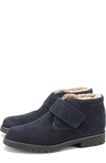 Замшевые полуботинки с застежками велькро и внутренней отделкой из меха Beberlis