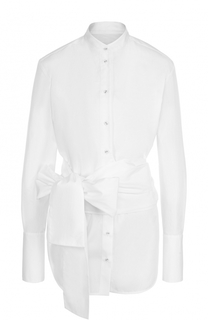 Хлопковая блуза с воротником-стойкой и поясом Victoria by Victoria Beckham