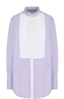 Хлопковая блуза свободного кроя с воротником-стойкой Victoria by Victoria Beckham