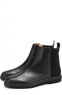 Кожаные ботинки с текстильной отделкой Sergio Rossi