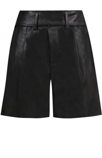 Кожаные мини-шорты с защипами Saint Laurent