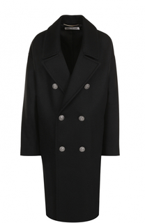 Шерстяное двубортное пальто Saint Laurent