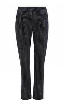 Шерстяные брюки в полоску с защипами Armani Collezioni