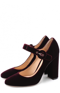 Бархатные туфли Lorraine с ремешком Gianvito Rossi