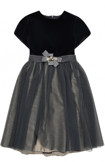 Многослойное платье с поясом на завышенной талии и бантом с декором Caf