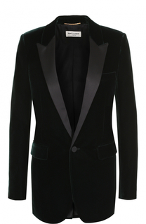 Однобортный жакет с контрастной отделкой Saint Laurent