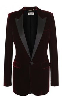 Однобортный жакет с контрастной отделкой Saint Laurent