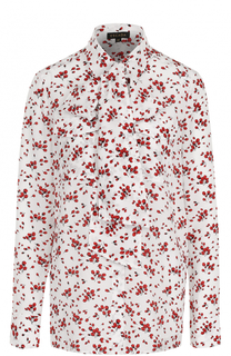 Шелковая блуза с принтом и воротником аскот Escada