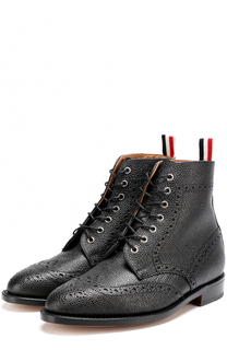 Кожаные ботинки с брогированием на шнуровке Thom Browne