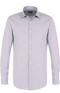 Хлопковая сорочка с воротником кент BOSS