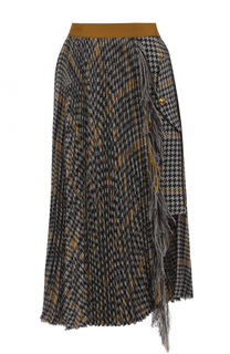 Шерстяная плиссированная юбка асимметричного кроя Sacai