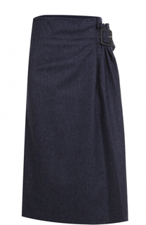 Шерстяная юбка-миди со складками Armani Collezioni