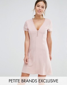 Короткое приталенное платье на пуговицах с короткими рукавами Alter Petite - Розовый