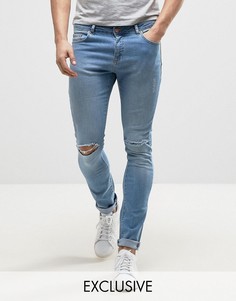Супероблегающие голубые джинсы с потертостями Brooklyn Supply Co - Синий