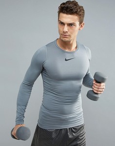 Серый лонгслив с компрессионным эффектом Nike Training Pro 838044-065 - Серый
