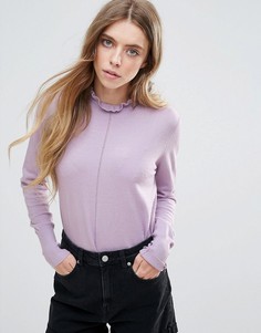 Джемпер с воротником рюшами QED London - Фиолетовый