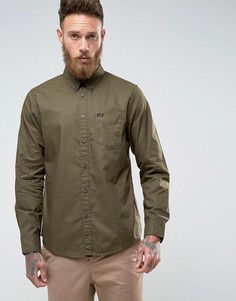 Однотонная рубашка классического кроя с воротником на пуговицах и карманом Lee - Зеленый