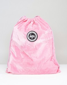 Эксклюзивный розовый бархатный рюкзак на шнурке Hype - Розовый