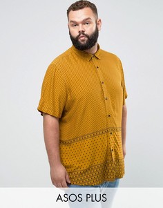Рубашка классического кроя из вискозы с принтом ASOS PLUS - Коричневый