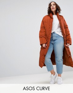 Дутая куртка с варежками ASOS CURVE - Красный