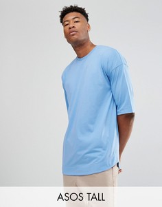Голубая оверсайз-футболка с асимметричным краем ASOS TALL - Синий