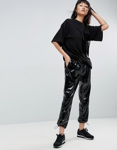 Виниловые джоггеры с застежками-тогл ASOS WHITE - Черный