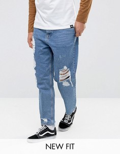 Синие джинсы в винтажном стиле с рваной отделкой ASOS - Синий