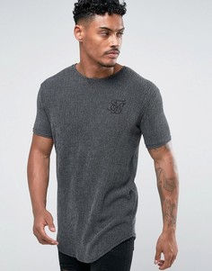 Серая фактурная обтягивающая футболка SikSilk - Серый