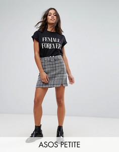 Мини-юбка в клетку с искусственным жемчугом ASOS PETITE - Мульти
