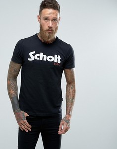 Черная зауженная футболка Schott - Черный